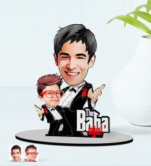 Kişiye Özel Godfather Baba Oğul Karikatürlü Ahşap Biblo Model-1