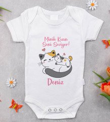 BK Kids İsimli Minik Kızın Seni Seviyor Tasarımlı Bebek Body Zıbın - Model 1 12-18 ay