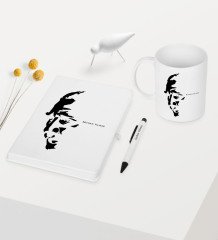 Kişiye Özel Atatürk Temalı Beyaz Defter Kalem Kupa Seti - 7