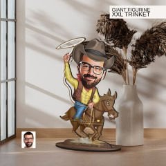 BK Gift Kişiye Özel Kovboy Karikatürlü Büyük Boy Ahşap Biblo-1 Arkadaşa Hediye , Sevgiliye Hediye, Kişiye Özel Biblolar