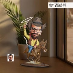 BK Gift Kişiye Özel Kovboy Karikatürlü Büyük Boy Ahşap Biblo-1 Arkadaşa Hediye , Sevgiliye Hediye, Kişiye Özel Biblolar