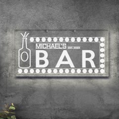 BK Gift Kişiye Özel İsimli Akrilik Bar Tabelası(38x19cm)-12, Home Bar Tabela, Duvar Dekoru
