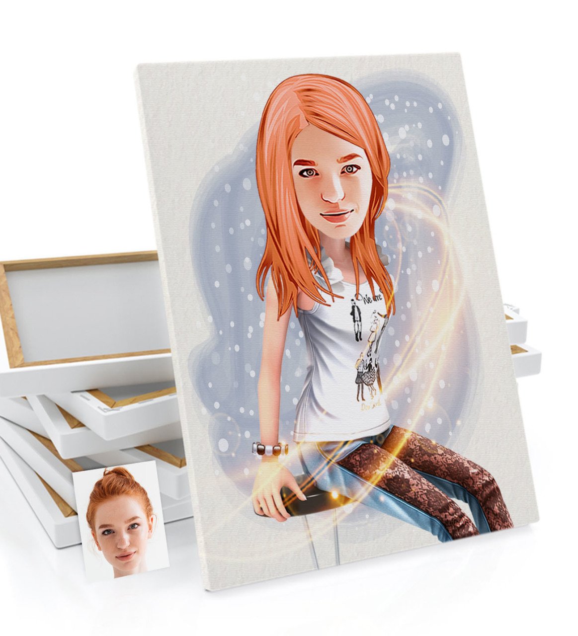 Kişiye Özel Bayan Karikatürlü Kanvas Tablo 50x70cm-39