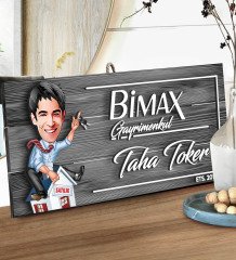 BK Gift Kişiye Özel Gayrimenkul Karikatürlü Gri Dekoratif Ahşap Tabela-2