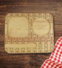 Kişiye Özel Doğal Ahşap Kaşıklı Sunum Tabağı ve Heybeli Çay Bardağı Hediye Seti - Model 8