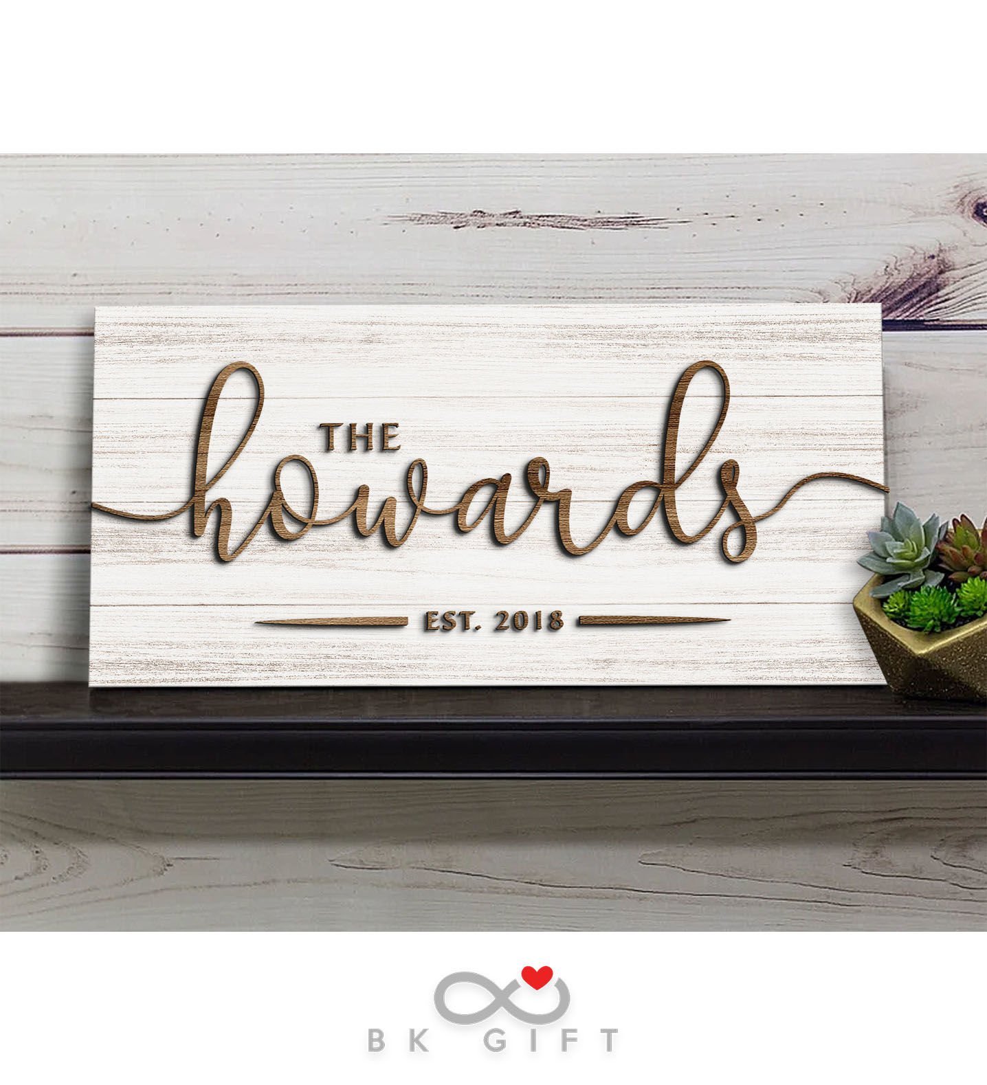 BK Gift Kişiye Özel İsimli Dekoratif Ahşap Tabela 61cm - Model 6