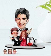 Kişiye Özel Godfather Baba Oğul ve Kız Karikatürlü Ahşap Biblo Model-1