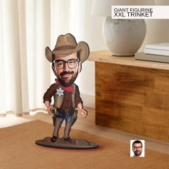 BK Gift Kişiye Özel Kovboy Karikatürlü Büyük Boy Ahşap Biblo-2 Arkadaşa Hediye , Sevgiliye Hediye, Kişiye Özel Biblolar