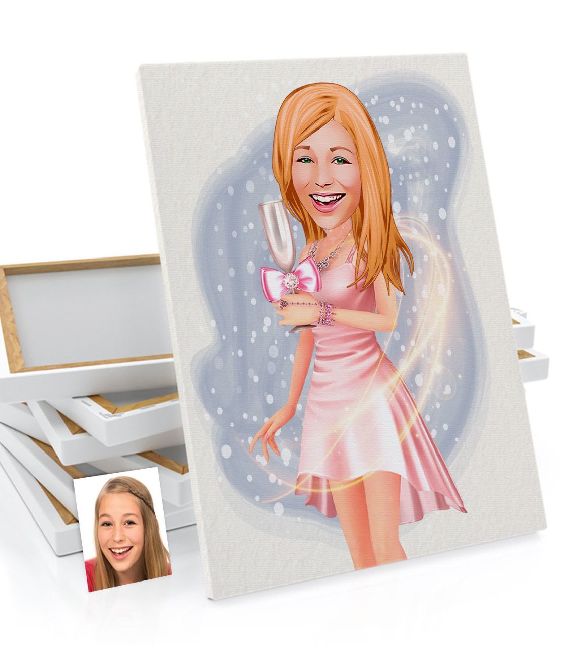 Kişiye Özel Bayan Karikatürlü Kanvas Tablo 50x70cm-41