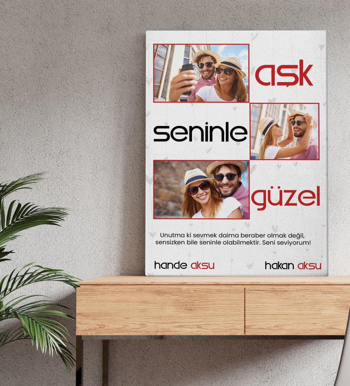 Kişiye Özel Aşk Seninle Güzel Temalı Kanvas Tablo 50x70cm-1