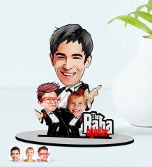 Kişiye Özel Godfather Baba ve Oğullar Karikatürlü Ahşap Biblo Model-1