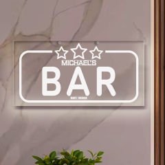 BK Gift Kişiye Özel İsimli Akrilik Bar Tabelası(38x19cm)-14, Home Bar Tabela, Duvar Dekoru