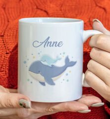 BK Gift Anne ve Yavrusu Beyaz Kupa Bardak -16, Anneler Günü ve Kadınlar Günü Hediyesi