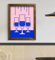 BK Gift Cafe & Bar & Restaurant Konseptli Doğal Masif Ahşap Çerçeveli Tablo 45x65cm-80