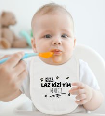 BK Kids Laz Kızıyım Tasarımlı Beyaz Bebek Body Zıbın ve Mama Önlüğü Hediye Seti-1