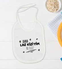 BK Kids Laz Kızıyım Tasarımlı Beyaz Bebek Body Zıbın ve Mama Önlüğü Hediye Seti-1