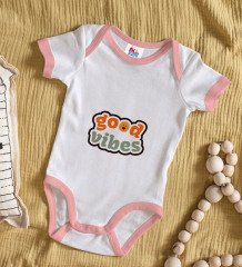 BK Kids Good Vibes Tasarımlı Pembe Bebek Body Zıbın-1