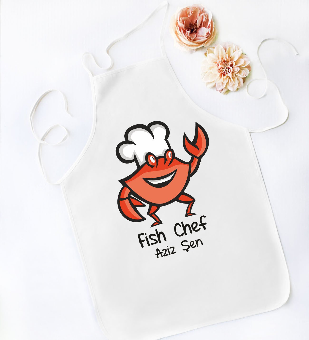 BK Gift Kişiye Özel Chef Tasarımlı Beyaz Mutfak Önlüğü, Aşçı Önlüğü, Şef Önlüğü, Ev Hediyesi, Arkadaşa Hediye-1