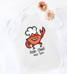 BK Gift Kişiye Özel Chef Tasarımlı Beyaz Mutfak Önlüğü, Aşçı Önlüğü, Şef Önlüğü, Ev Hediyesi, Arkadaşa Hediye-1