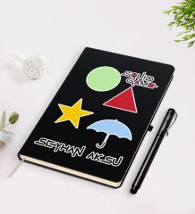 Kişiye Özel Squid Game Tasarımlı Siyah Defter ve Kalem Seti-4