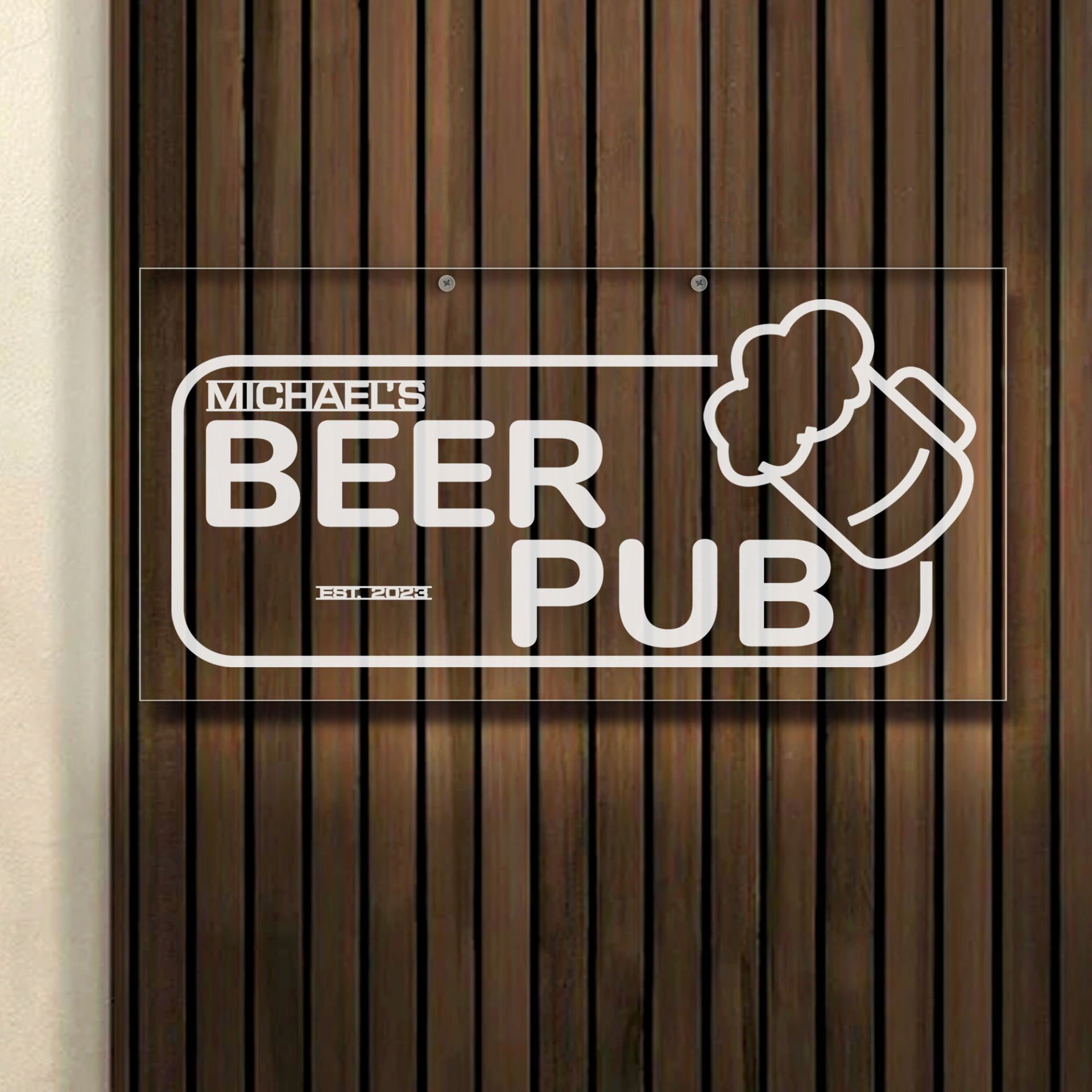 BK Gift Kişiye Özel İsimli Akrilik Bar Tabelası(38x19cm)-15, Home Bar Tabela, Duvar Dekoru