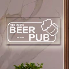 BK Gift Kişiye Özel İsimli Akrilik Bar Tabelası(38x19cm)-15, Home Bar Tabela, Duvar Dekoru