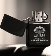 Kişiye Özel Mesleki Elektronik Mühendisi Benzinli Siyah Metal Çakmak - 1