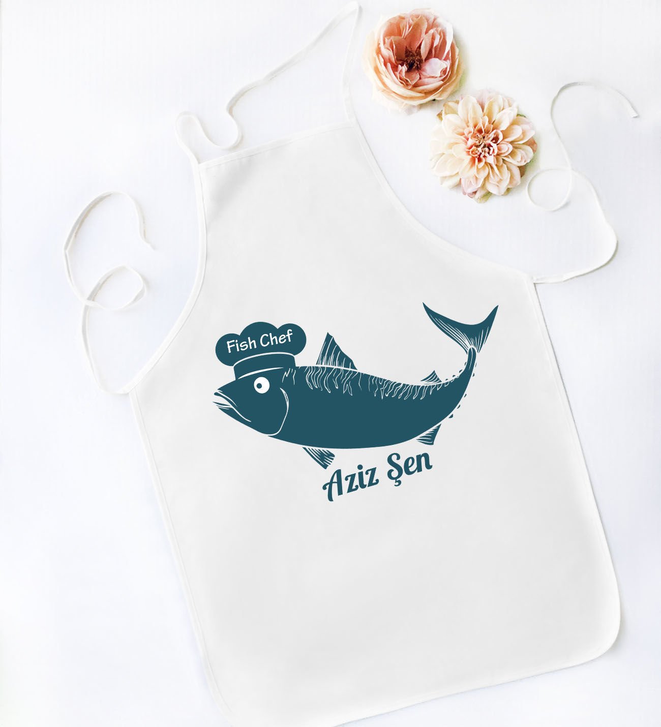 BK Gift Kişiye Özel Chef Tasarımlı Beyaz Mutfak Önlüğü, Aşçı Önlüğü, Şef Önlüğü, Ev Hediyesi, Arkadaşa Hediye-2