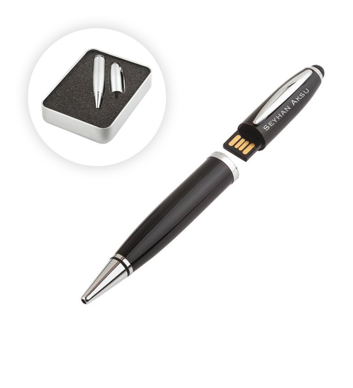 Kişiye Özel Siyah 32 GB USB Kalem Flash Bellek