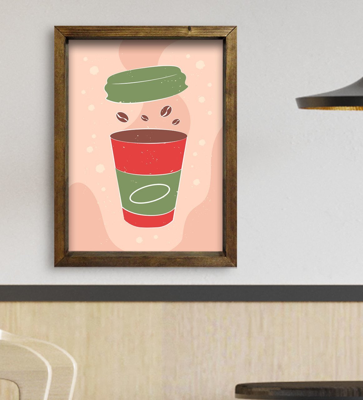 BK Gift Cafe & Bar & Restaurant Konseptli Doğal Masif Ahşap Çerçeveli Tablo 45x65cm-82