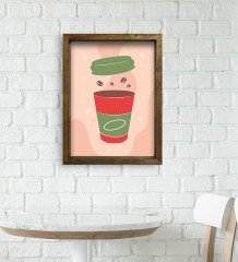 BK Gift Cafe & Bar & Restaurant Konseptli Doğal Masif Ahşap Çerçeveli Tablo 45x65cm-82