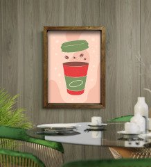 BK Gift Cafe & Bar & Restaurant Konseptli Doğal Masif Ahşap Çerçeveli Tablo 45x65cm-82