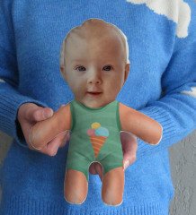 BK Kids Kişiye Özel Fotoğraflı Bebek Yastık ve Bebek Body Zıbın Hediye Seti - Model 22