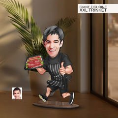 BK Gift Kişiye Özel Mangalcı Karikatürlü Büyük Boy Ahşap Biblo-2 Arkadaşa Hediye , Sevgiliye Hediye, Kişiye Özel Biblolar