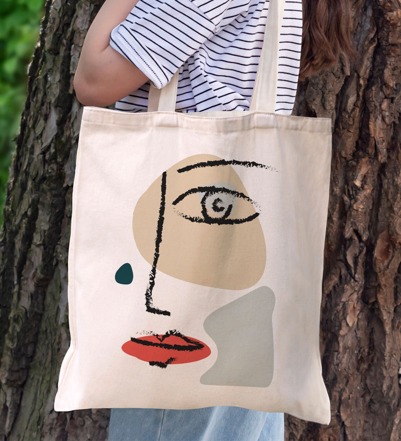 BK Gift Modern Art Tasarımlı Kanvas Bez Çanta, Baskılı Omuz Çantası, Alışveriş Çantası, Plaj Çantası, Arkadaşa Hediye-13