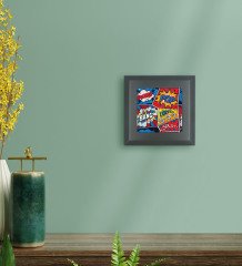 BK Gift Pop Art Tasarımlı Ahşap Çerçeveli Taş Duvar Dekoru-25