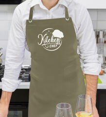 BK Gift Profesyonel Chef Tasarımlı Haki Yeşil Mutfak Önlüğü, Aşçı Önlüğü, Şef Önlüğü, Ev Hediyesi, Arkadaşa Hediye-9