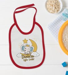 BK Kids Kişiye Özel Uyku Vakti Tasarımlı Kırmızı Bebek Mama Önlüğü-1