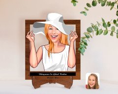 Kişiye Özel Kadınlar Günü Dünyanın En Güzel Kadını Karikatürlü Ahşap Standlı 3D Biblo-26