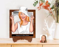 Kişiye Özel Kadınlar Günü Dünyanın En Güzel Kadını Karikatürlü Ahşap Standlı 3D Biblo-26