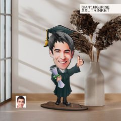 BK Gift Kişiye Özel Mezun Karikatürlü Büyük Boy Ahşap Biblo-1 Arkadaşa Hediye , Sevgiliye Hediye, Kişiye Özel Biblolar