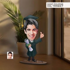 BK Gift Kişiye Özel Mezun Karikatürlü Büyük Boy Ahşap Biblo-1 Arkadaşa Hediye , Sevgiliye Hediye, Kişiye Özel Biblolar