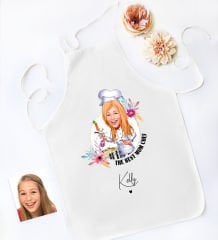 BK Gift Kişiye Özel Karikatürlü Anneler Günü Tasarımlı Beyaz Mutfak Önlüğü, Aşçı Önlüğü, Şef Önlüğü, Anneye Hediye-5