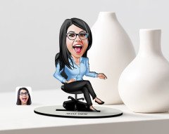 Kişiye Özel Bayan Patron Karikatür Ahşap Biblo - 2