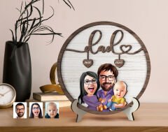 Bk Gift Kişiye Özel Aile Karikatürlü Kabartma Tasarım Ahşap Baba Tabelası, Babaya Hediye, Babalar Günü Hediyesi, Ev Dekorasyonu-4