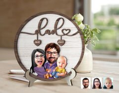 Bk Gift Kişiye Özel Aile Karikatürlü Kabartma Tasarım Ahşap Baba Tabelası, Babaya Hediye, Babalar Günü Hediyesi, Ev Dekorasyonu-4