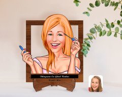 Kişiye Özel Kadınlar Günü Dünyanın En Güzel Kadını Karikatürlü Ahşap Standlı 3D Biblo-27