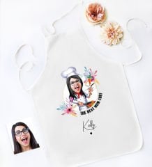 BK Gift Kişiye Özel Karikatürlü Anneler Günü Tasarımlı Beyaz Mutfak Önlüğü, Aşçı Önlüğü, Şef Önlüğü, Anneye Hediye-6