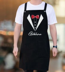 BK Gift Kişiye Özel İsimli Chef Tasarımlı Profesyonel Siyah Mutfak Önlüğü, Aşçı Önlüğü, Şef Önlüğü, Arkadaşa Hediye-9
