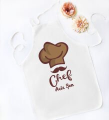 BK Gift Kişiye Özel Chef Tasarımlı Beyaz Mutfak Önlüğü, Aşçı Önlüğü, Şef Önlüğü, Ev Hediyesi, Arkadaşa Hediye-6